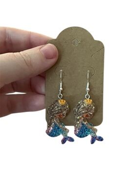 Iridescent Blue Mermaid Dangle Earrings